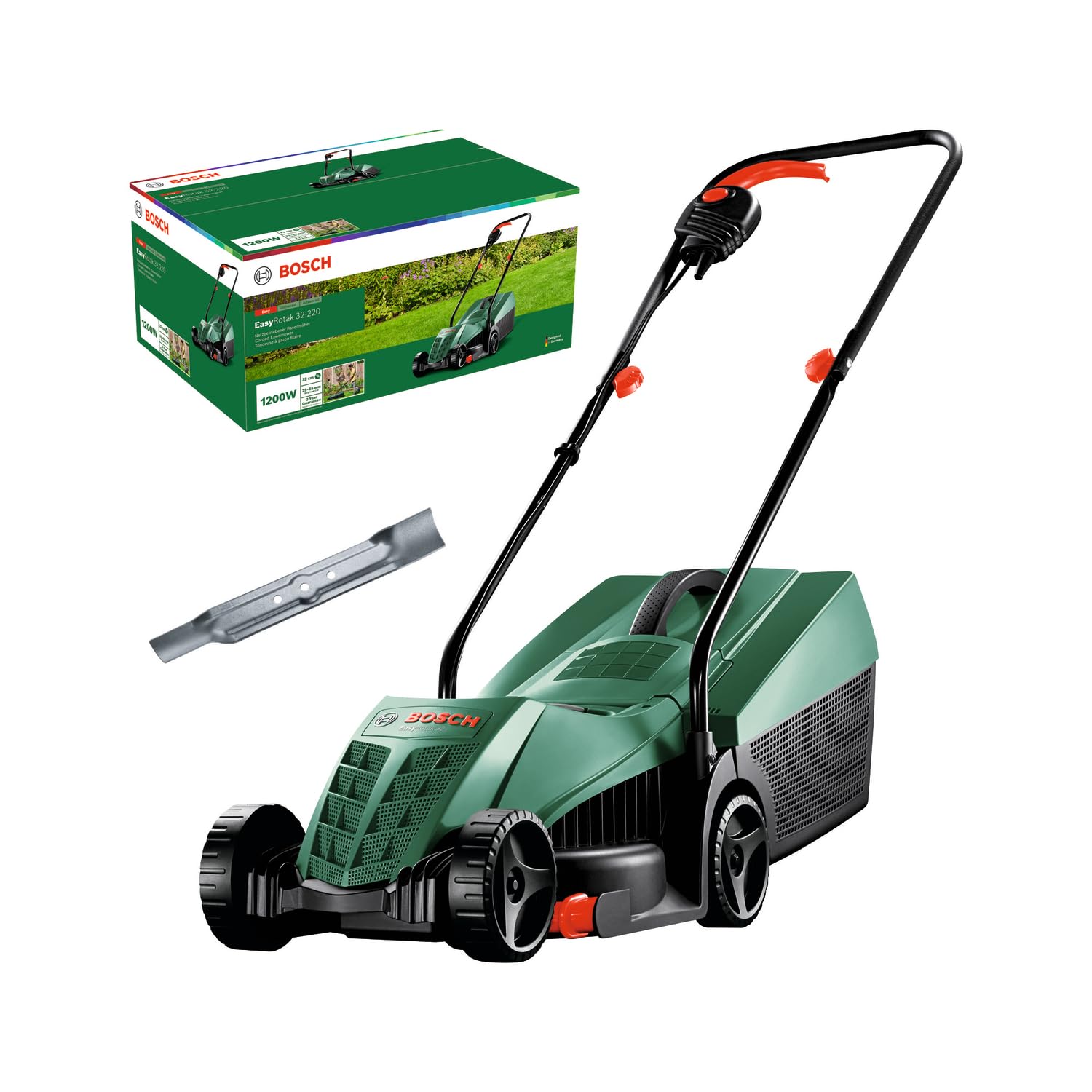Version 1.0.0 Lawnmower EasyRotak 32-220 (1200 W Motor Power, Cutting Width: 32 cm, 31-Litre Grass Box, Extra 32cm Sharp Blade, Suitable for Quick and Easy Mowing with Tidy… - Image 1