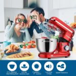 Stand Mixer, Vospeed Food Mixer Dough Blender, 6.2L Electric Cake Mixer with Bowl, Beater, Hook, Whisk, Egg Separator & Silicone Spatula, Dishwasher Safe (Red) - Image 6