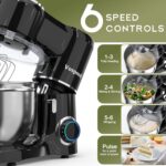 Vospeed Stand Mixer 8L Cake Mixer Electric Kitchen Food Mixer with Stainless Steel Bowl, Beater, Dough Hook, Whisk for Baking, Dishwasher Safe (Black) - Image 4