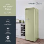 Swan Retro Tall Larder Fridge with 337L Capacity, 5 Glass Fridge Shelves, 1 Chrome Wine Rack, 6 Door Shelves, 1 Salad Crisper, Green, SR11050GNE - Image 2