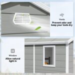 Outsunny 8 x 6ft Plastic Shed with Foundation Kit, All Weather Resistant Resin Outdoor Garden Shed with Vents, Apex Roof and Lockable Door for Patio Lawn, Light Grey - Image 4