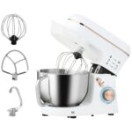 Stand Mixer, 5L Food Mixer for Baking, 6 Speeds and Pulse Setting, 1400W Cake Electric Kitchen Mixer with Dough Hook, Whisk, Stainless Steel Bowl, Splash Guard, Beater,…