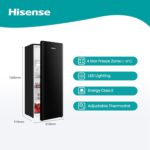 RR220D4BBE 52cm Freestanding Retro Fridge – 165-litre capacity with 4 star Ice box – Auto Defrost – Wine Rack – Black- E Rated, H128 x W51.9 x D51.3 - Image 2