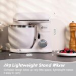 Kitchen in the box Small Stand Mixer, Mini Food Mixer for Baking with Two 3.5L Bowls, Dough Hook, Whisk, Beater, 10 Speed Settings Portable Lightweight for Daily Use (Grey White) - Image 2
