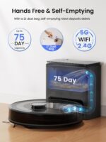 M2 Plus Robot Vacuum and Mop, Self-Emptying, 6000Pa Suction, 75-Day Hands-Free, dToF Laser Navigation, PSD Obstacle Avoidance, for Hard Floors & Carpets, WiFi 2.4G/5G, Black - Image 2