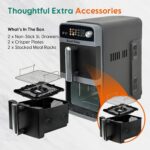10L Double Stack Air Fryer with Dual Basket & 2 Drawers – 2400W Dual Air Fryer for Even Heating with 4 cooking levels | 9-in-1 Modes, Sync&Match, Shake Reminder，Large for Family… - Image 6