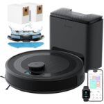 M2 Plus Robot Vacuum and Mop, Self-Emptying, 6000Pa Suction, 75-Day Hands-Free, dToF Laser Navigation, PSD Obstacle Avoidance, for Hard Floors & Carpets, WiFi 2.4G/5G, Black