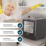 Mini Table Top Dishwasher, Touch Screen Countertop Dishwasher, 5L Built-in Water Tank No Plumbing, with Touch Control, LED Display, Drying Cycle & Fruit Wash - Image 7