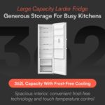 CTFR362WH Tall Larder Fridge, 362 Litre Freestanding Frost Free Refrigerator with Temperature Touch Control, Large Storage, Reversible Door, Adjustable Shelves and… - Image 2