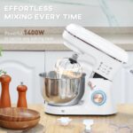Stand Mixer, 5L Food Mixer for Baking, 6 Speeds and Pulse Setting, 1400W Cake Electric Kitchen Mixer with Dough Hook, Whisk, Stainless Steel Bowl, Splash Guard, Beater,… - Image 3