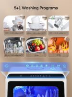 Table Top Dishwasher, Mini Countertop Dishwasher W/ 6 Programs, Delayed Start Function and Air Drying Function, and 5L Built-in Water Tank, No Installation Needed - Image 4