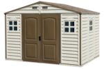 WoodSide 10 x 8 (8.02 m2) Plastic Garden Shed with 3 Fixed Windows & Metal Foundation Kit, Strong Metal Roof Structure Fire Retardant and Maintenance-Free Storage Shed -…