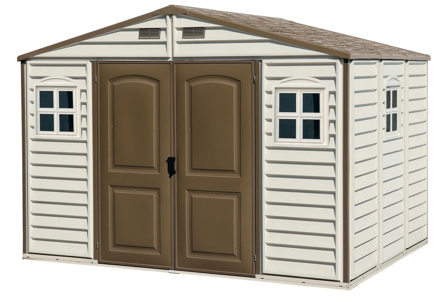 71dcjzhFenL._SL1500_.jpg WoodSide 10 x 8 (8.02 m2) Plastic Garden Shed with 3 Fixed Windows & Metal Foundation Kit, Strong Metal Roof Structure Fire Retardant and Maintenance-Free Storage Shed -… - Image 1