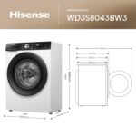 3S Series WD3S8043BW3 Wifi Connected 8Kg / 5Kg Washer Dryer with 1400 rpm – White – A/D Rated - Image 2