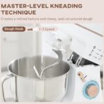 Stand Mixer, 5L Food Mixer for Baking, 6 Speeds and Pulse Setting, 1400W Cake Electric Kitchen Mixer with Dough Hook, Whisk, Stainless Steel Bowl, Splash Guard, Beater,… - Image 4
