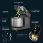 Halo Pro Spiral Mixer – Dough Stand Mixer with Attachments, 7.3 Quart Capacity and 58 Speed Settings – Charcoal Grey - Image 5