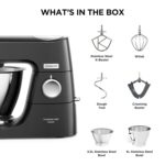 Chef Baker Silver KVC85.004BK, Stand Mixer with Integrated Scale, 3 Stainless Steel Mixing Hooks and Rubber Whisk, 5L and 3.5L Bowls, 1200W, Black - Image 7