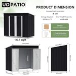 UDPATIO Metal Shed 8×4 FT, Outdoor Garden Storage, Waterproof Metal Shed for Firewood, Garbage Can, Tool, Lawnmower, Bike Shed, Galvanized Steel with Lockable Door for Backyard,… - Image 2