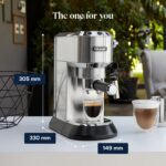 Dedica Style, Traditional Pump Espresso Machine, Coffee and Cappuccino Maker, EC685M, Silver - Image 9