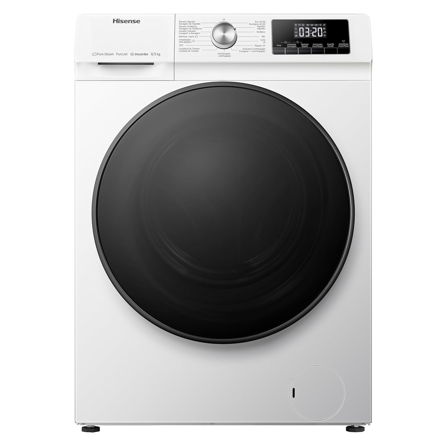 71hkMBiIjaL._SL1500_.jpg WDQA8014EVJM 60cm Freestanding 8 KG Front Load Washer Dryer – 1400 RPM – Pure Steam – PureJet – Pause and Add – Inverter Motor – White - Image 1