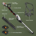 Pole Hedge Trimmer Cordless – Long Reach Telescopic Extendable Cutter for Hedges, Bushes, Branches, Shrubs – 2x 20V Batteries, Charger, Harness, 135° Adjustable Head,… - Image 7