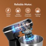 VonShef Black Stand Mixer 1000W – Electric Stand Mixers for Baking, 8 Speed Standing Food Mixer with Splash Guard, 4.5L Stainless Steel Mixing Bowl, Beater, Dough Hook & Balloon… - Image 5