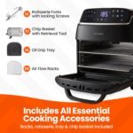 12L Digital Air Fryer Oven with Rotisserie 1800W Large Air Fryer with Touch Panel & 8 Cooking Presets, Shelves, Basket, Racks & Drip Tray Black & Silver Finish - Image 7