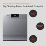 CTTD8SL-b Mini Counter Top Dishwasher in Silver – 8 Place Setting Capacity – Table Top – Compact Design – 7 Wash Cycles – ECO Friendly Mode - Image 3