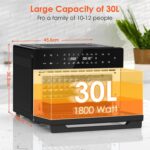 30L Air Fryer Oven XXL with Rotisserie, Mini Oven with 20 Programs, 9 Accessories, 360°Hot Air Circulation Technology, LED Touchscreen, Double-layered Glass Door, Recipe Book - Image 9
