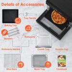 30L Air Fryer Oven XXL with Rotisserie, Mini Oven with 20 Programs, 9 Accessories, 360°Hot Air Circulation Technology, LED Touchscreen, Double-layered Glass Door, Recipe Book - Image 6
