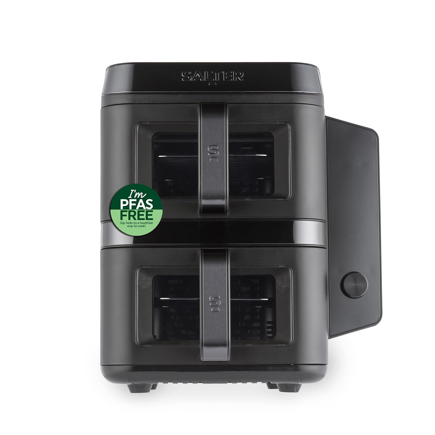 71lgvAcsyTL._SL1500_.jpg Salter VertiCook View Stackable Air Fryer – Vertical Double Drawer, Cook On 4 Levels, XL 9L Capacity – 2 x 4.5L Baskets, 2 Drawers & 2 Racks, Space Saving, 12 Functions, Sync &… - Image 1