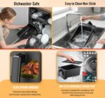 9L Dual Air Fryer with Digital Display, Healthy Oil Free 2500W Air Fryer with 8 Preset, LED One Touch Screen, Timer & Adjustable Temperature Control (9L(4.5L+4.5L) Dual… - Image 7