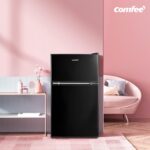 RCT87BL2(E) Under Counter Fridge Freezer, 87L Double Door Small Fridge Freezer with Light, Removable Shelves, Adjustable Thermostats, Reversible Doors Black - Image 6