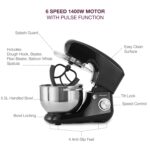 Andrew James Stand Mixer for Baking Food Mixer, 1300W Max, Large 5.5 Litre Bowl 6 Speed Pulse Mode, Kitchen Electric Mixer with Bowl, Flexi-Beater Dough Hook Balloon Whisk… - Image 4