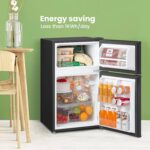 RCT87BL2(E) Under Counter Fridge Freezer, 87L Double Door Small Fridge Freezer with Light, Removable Shelves, Adjustable Thermostats, Reversible Doors Black - Image 5
