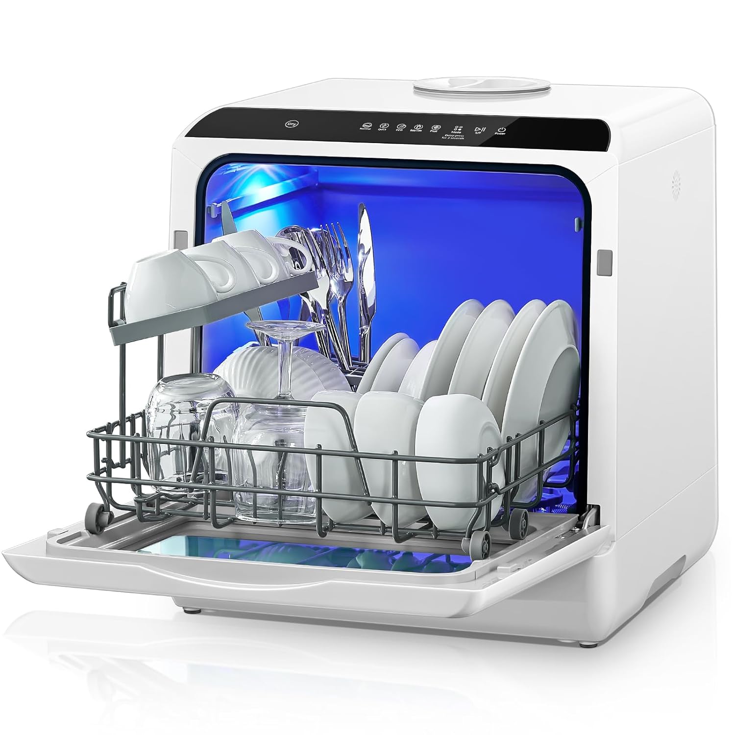 71pqKD1mAjL._SL1500_.jpg Table Top Dishwasher, Mini Countertop Dishwasher W/ 6 Programs, Delayed Start Function and Air Drying Function, and 5L Built-in Water Tank, No Installation Needed - Image 1