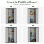 Aoxun 2.5×1.5ft Vertical Shed Outdoor Storage Cabinet Outdoor & Indoor Use Metal Vertical Shed with 3 Layer Outdoor Waterproof Tall Cabinet 2 Adjustable Shelves for Garage,… - Image 5