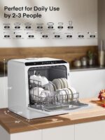 Table Top Dishwasher, Mini Countertop Dishwasher W/ 6 Programs, Delayed Start Function and Air Drying Function, and 5L Built-in Water Tank, No Installation Needed - Image 2