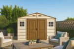 WoodSide 10 x 8 (8.02 m2) Plastic Garden Shed with 3 Fixed Windows & Metal Foundation Kit, Strong Metal Roof Structure Fire Retardant and Maintenance-Free Storage Shed -… - Image 3