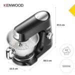 Chef Baker Silver KVC85.004BK, Stand Mixer with Integrated Scale, 3 Stainless Steel Mixing Hooks and Rubber Whisk, 5L and 3.5L Bowls, 1200W, Black - Image 5