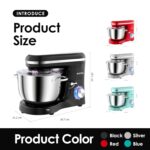 Stand Mixer, 6.2L Food Mixers for Baking, Electric Kitchen Mixers with Bowl, Dough Hook, Wire Whip & Beater (6.2L, Black) - Image 4