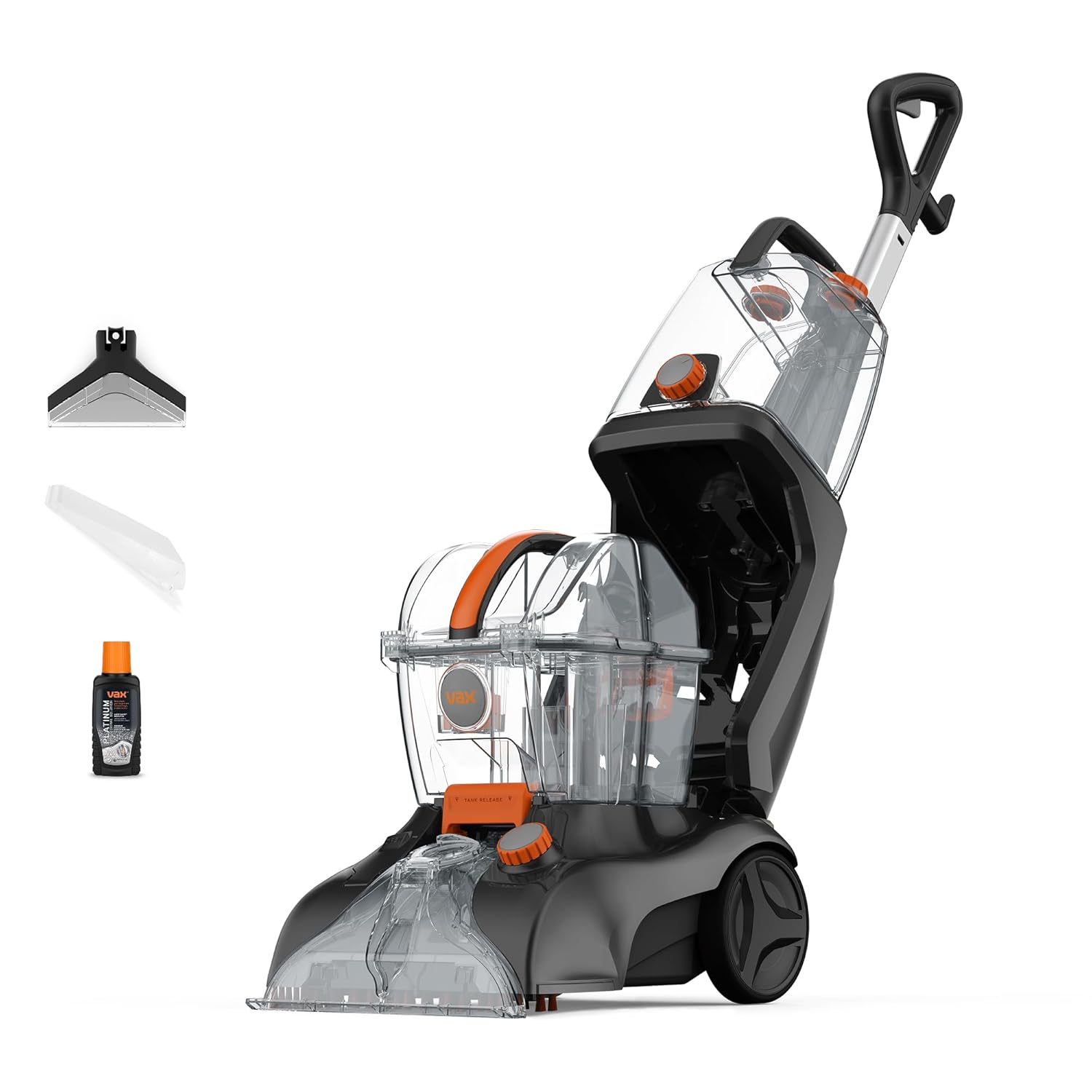 71w5J5yx4mL._SL1500_.jpg Rapid Power Revive Carpet Cleaner Machine, Rug, Upholstery, Car, Stair Upright Shampooer Washer, Handheld Spot Cleaning Wash Tool, Solution, 1200W, Grey/Orange, CWGRV011 - Image 1