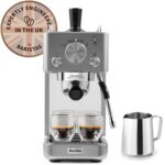 Barista Slimline Espresso Machine | Integrated Milk Frother | Compact Coffee Maker for CappuccinosLattes & More | 15 Bar Pump | Silver [VCF185]