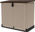 Store-It Out Midi Outdoor Garden Storage Shed, Beige and Brown, 130 x 74 x 110 cm