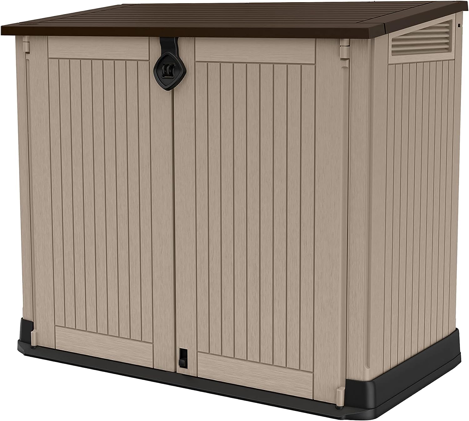 Version 1.0.0 Store-It Out Midi Outdoor Garden Storage Shed, Beige and Brown, 130 x 74 x 110 cm - Image 1