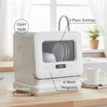 HYE Table Top Dishwasher – Countertop Dishwasher Mini With 3 Place Settings, Non-Plumbed, Compact Tabletop Design (Width 45.5cm), 6 Programs, Quiet Operation (58dB), White -… - Image 5