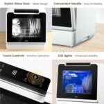 Table Top Dishwasher, New Upgraded Model Countertop Dishwasher 8 Wash Programs with Child Lock & Delayed Start Function, 5L Water Tank – No Hookup Needed - Image 7