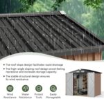 Aoxun Garden Sheds 6x4ft, Metal Shed Bike Tool Shed, Sheds and Outdoor Storage with Lockable Doors & Slooping for Backyard, Patio, Poolside,Brown - Image 3