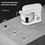 Stand Mixer, 5L Food Mixer for Baking, 6 Speeds and Pulse Setting, 1400W Cake Electric Kitchen Mixer with Dough Hook, Whisk, Stainless Steel Bowl, Splash Guard, Beater,… - Image 7