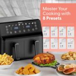 9L Dual Zone Air Fryer – 8 in1 Cooking Functions – 2700W Energy-Saving Cooker – Extra-Large Capacity for Healthy Meals – Roast, Bake, Dehydrate, Reheat,- Family Size… - Image 5